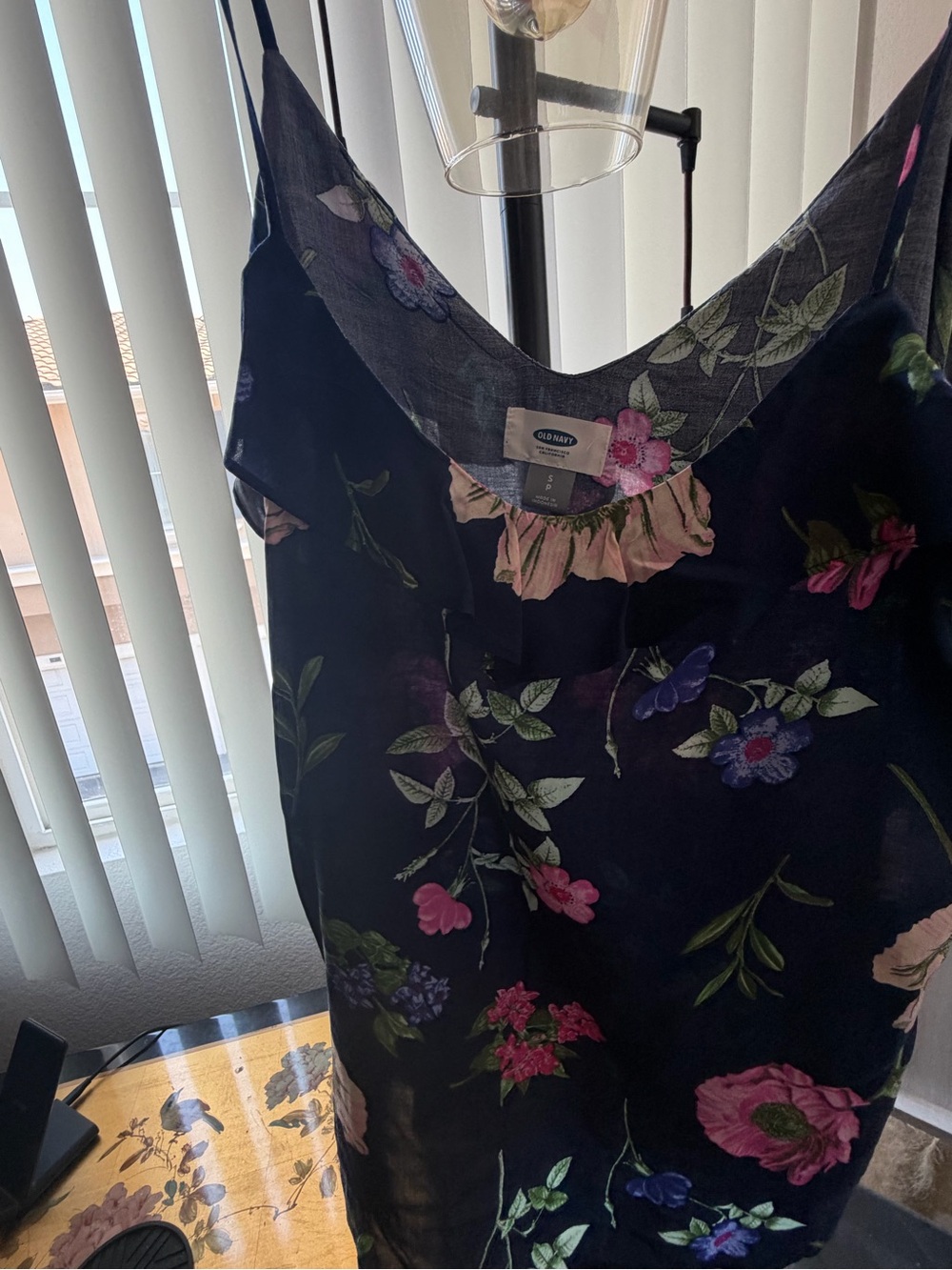 Old Navy - Navy Blue Floral Slip Tank Top